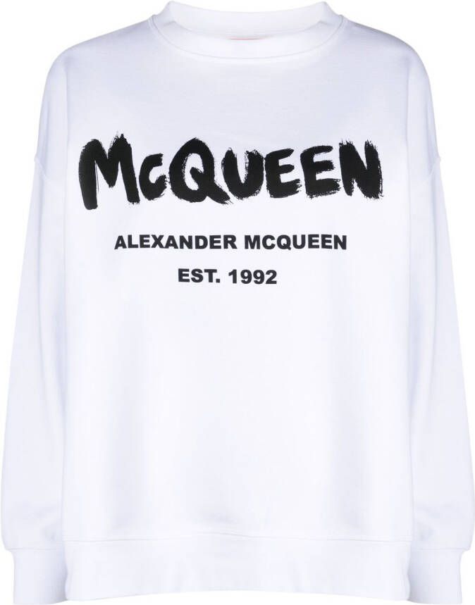 Alexander McQueen Sweater met logoprint Wit