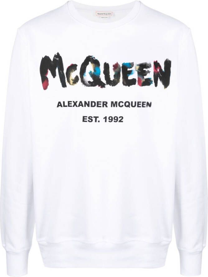 Alexander McQueen Sweater met logoprint Wit