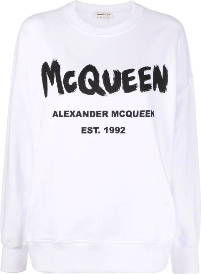 Alexander McQueen Sweater met logoprint Wit
