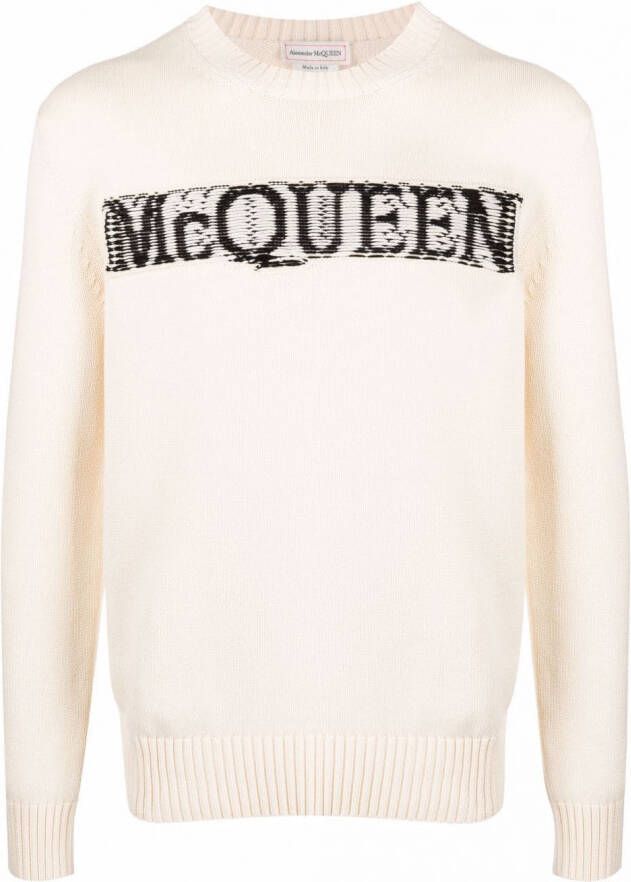 Alexander McQueen Sweater met logoprint Wit