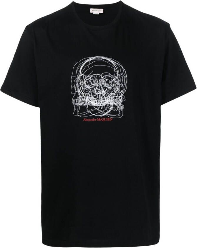 Alexander McQueen T-shirt met doodskopprint Zwart