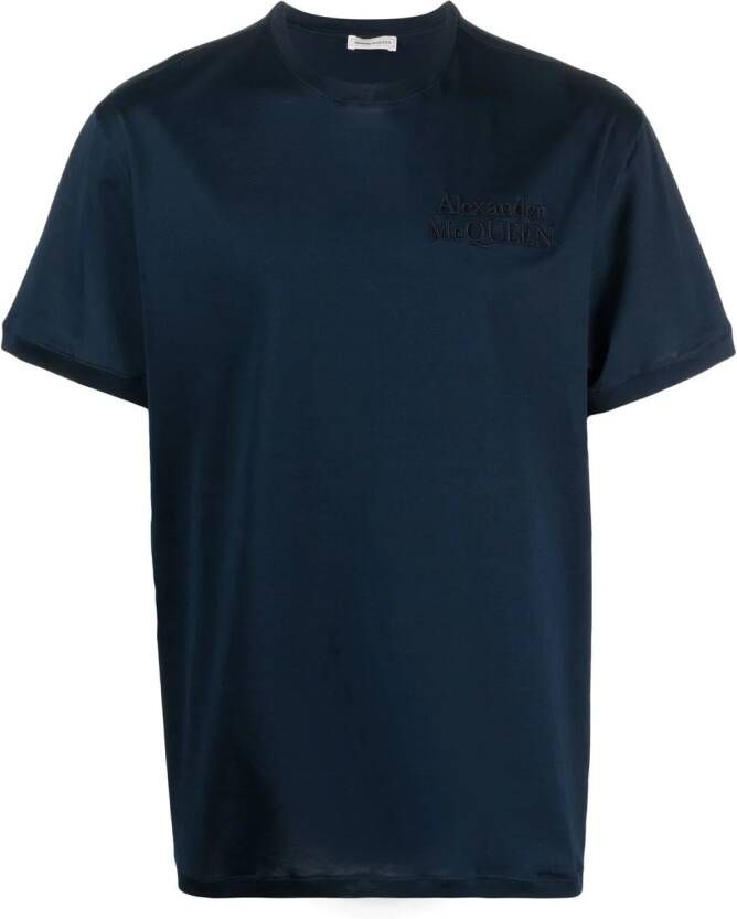 Alexander McQueen T-shirt met geborduurd logo Blauw
