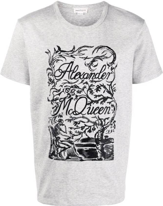 Alexander McQueen T-shirt met geborduurd logo Grijs