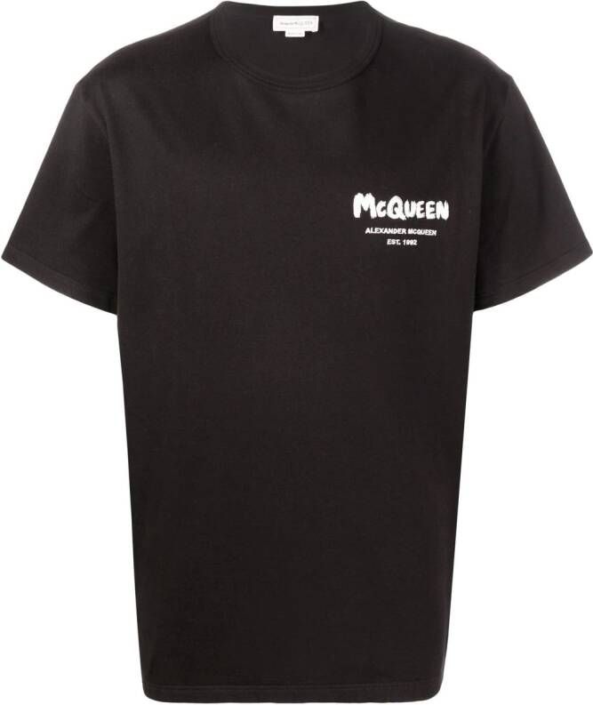 Alexander McQueen T-shirt met geborduurd logo Zwart