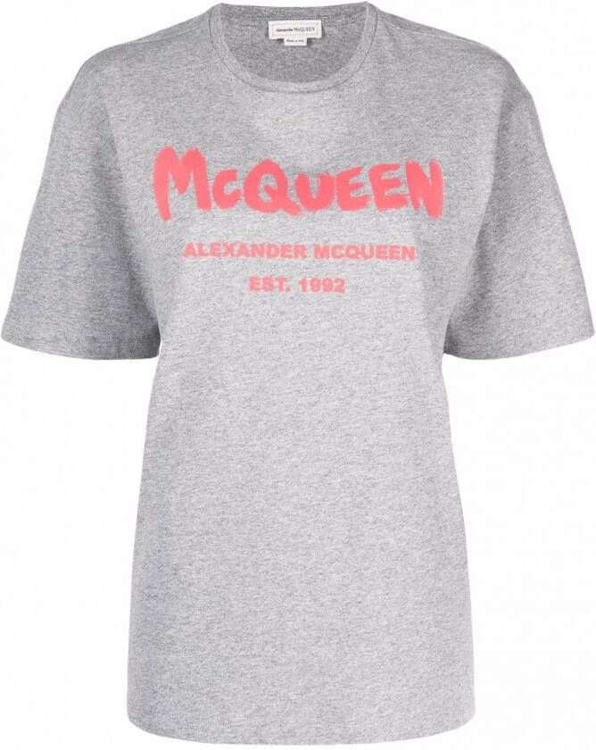 Alexander McQueen T-shirt met graffiti-print Grijs