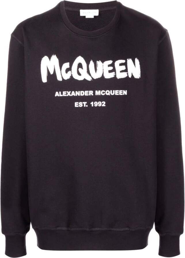 Alexander McQueen T-shirt met graffitiprint Zwart