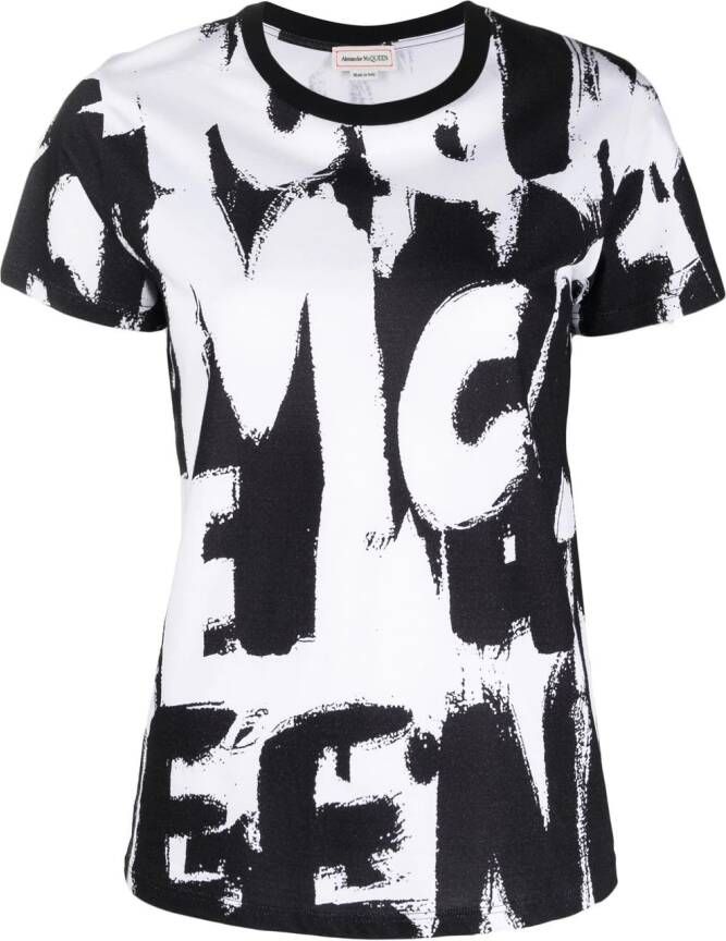 Alexander McQueen T-shirt met graffitiprint Zwart