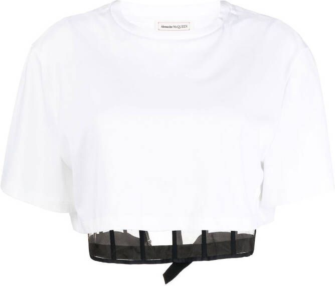 Alexander McQueen T-shirt met korsetdetail Wit