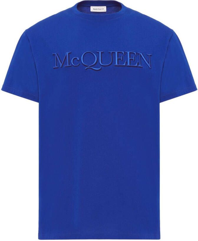Alexander McQueen T-shirt met logo Blauw