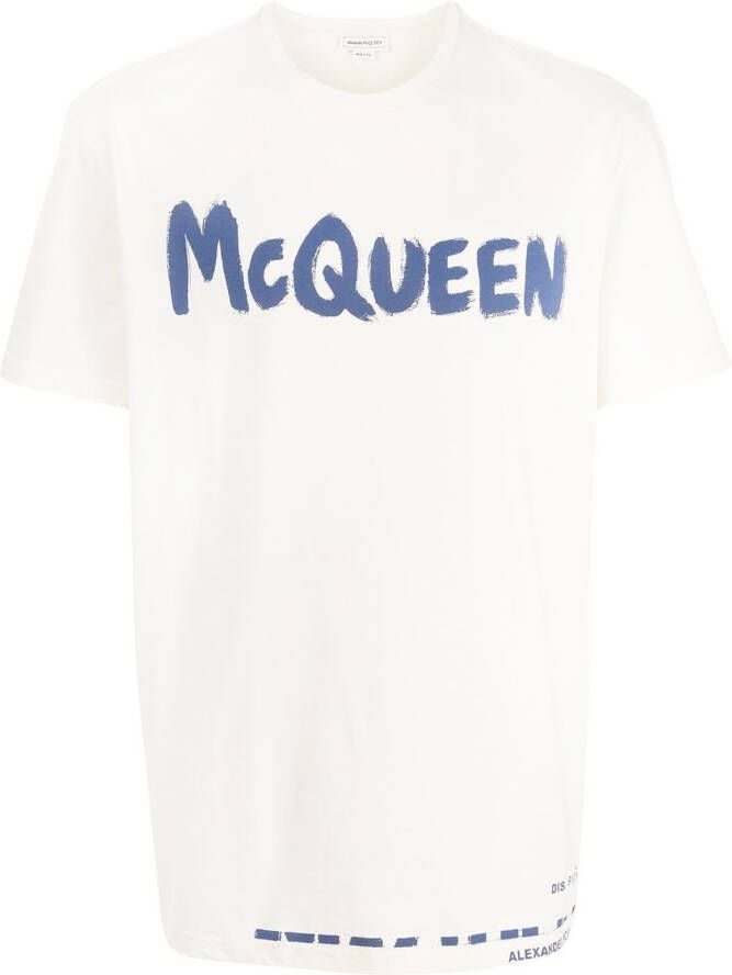 Alexander McQueen T-shirt met logoprint Beige