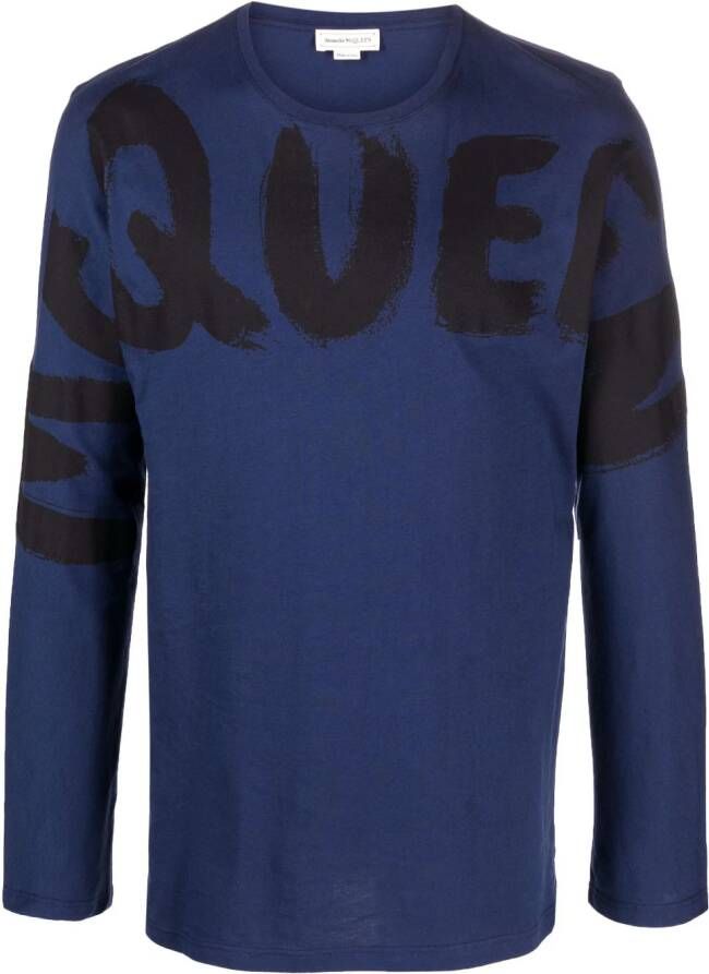 Alexander McQueen T-shirt met logoprint Blauw