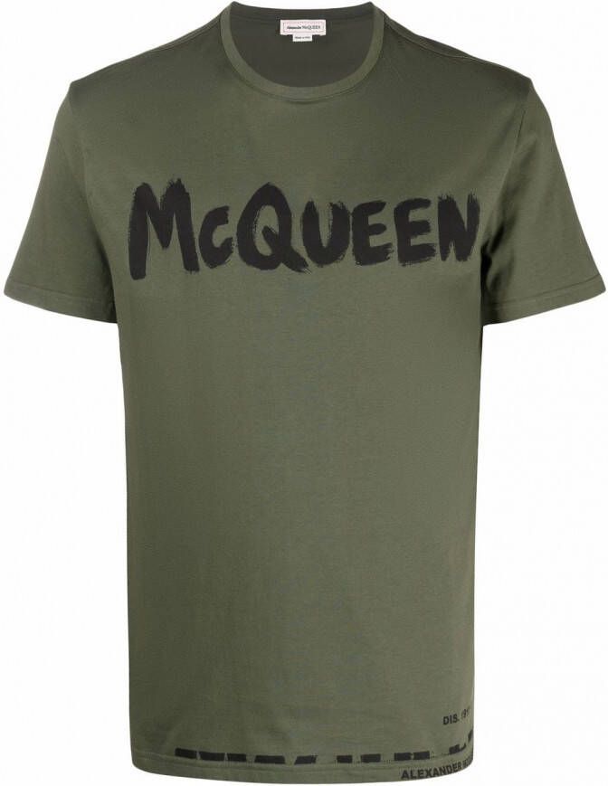 Alexander McQueen T-shirt met logoprint Groen