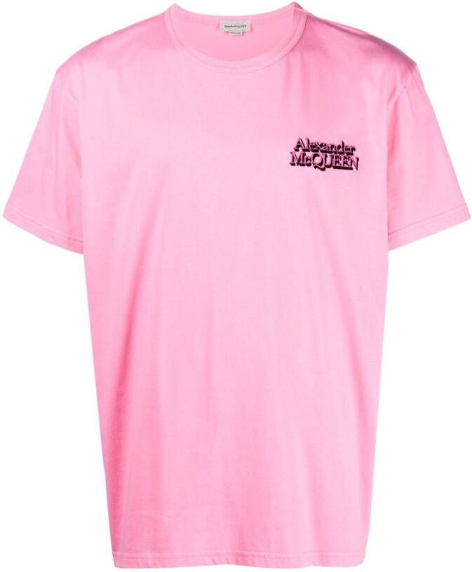 Alexander McQueen T-shirt met logoprint Roze