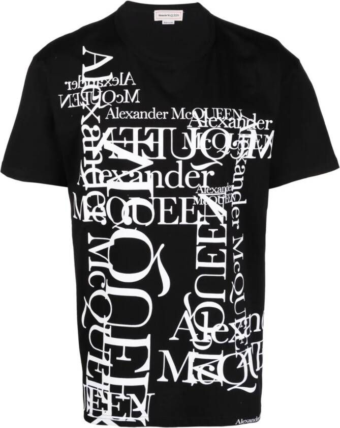 Alexander McQueen Katoenen T-shirt met logoprint Zwart