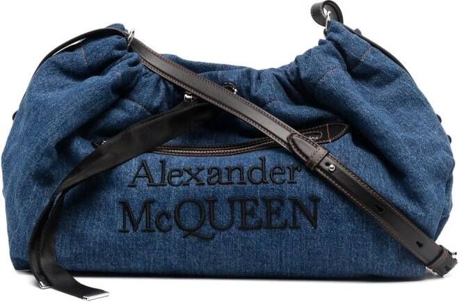 Alexander McQueen The Bundle denim schoudertas Blauw