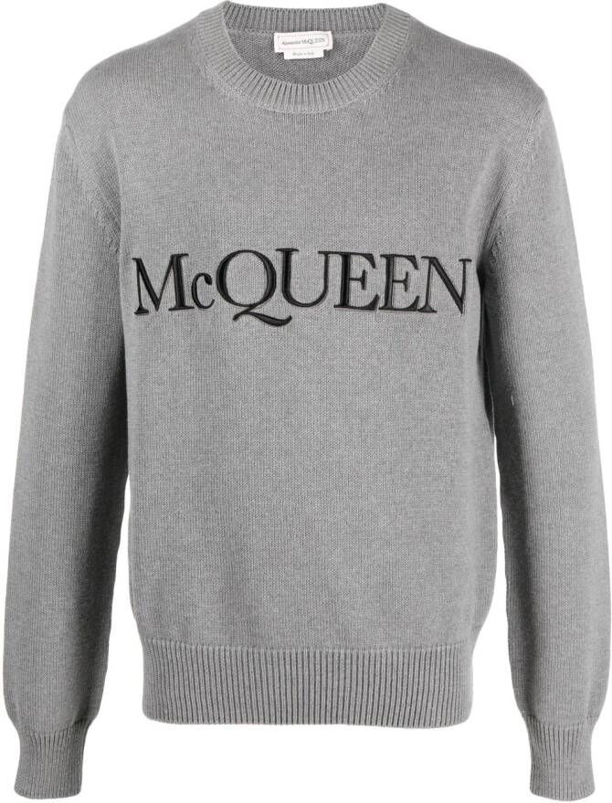 Alexander McQueen Trui met geborduurd logo-afwerking Grijs