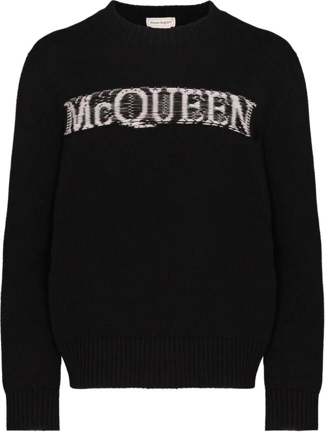 Alexander McQueen Trui met intarsia logo Zwart
