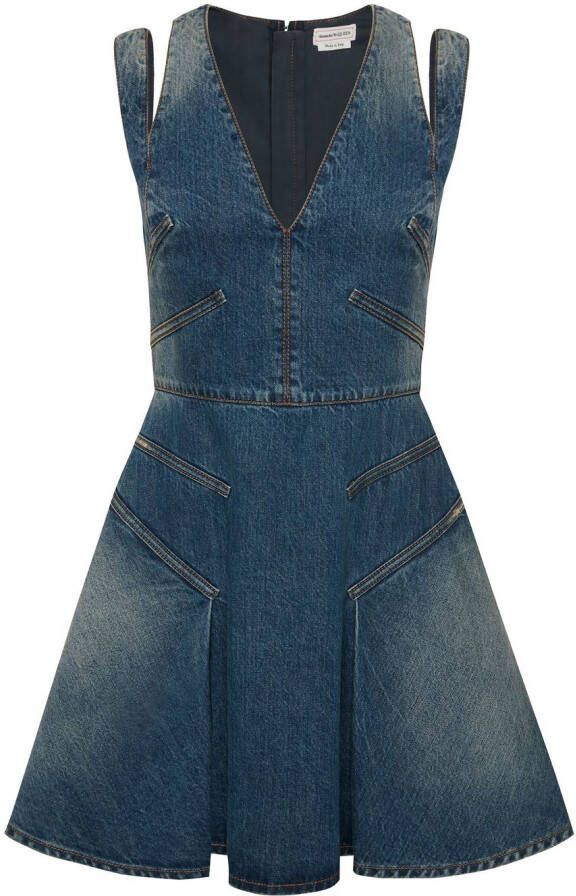 Alexander McQueen Mini-jurk met V-hals Blauw