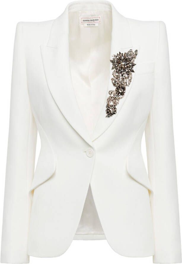 Alexander McQueen Victorian Jewel blazer met enkele rij knopen Wit