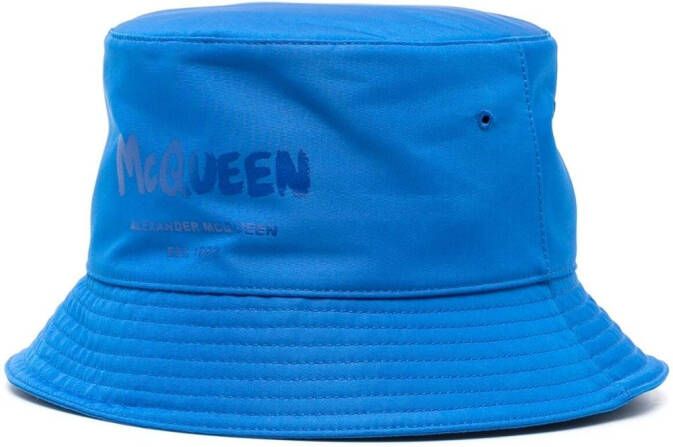 Alexander McQueen Vissershoed met logoprint Blauw