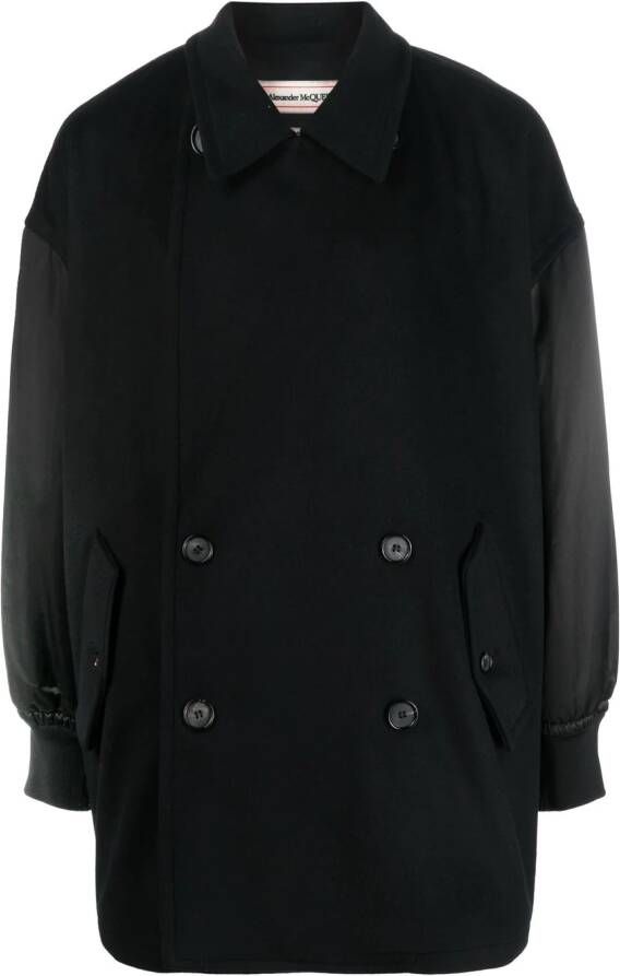 Alexander McQueen Wollen mantel Zwart