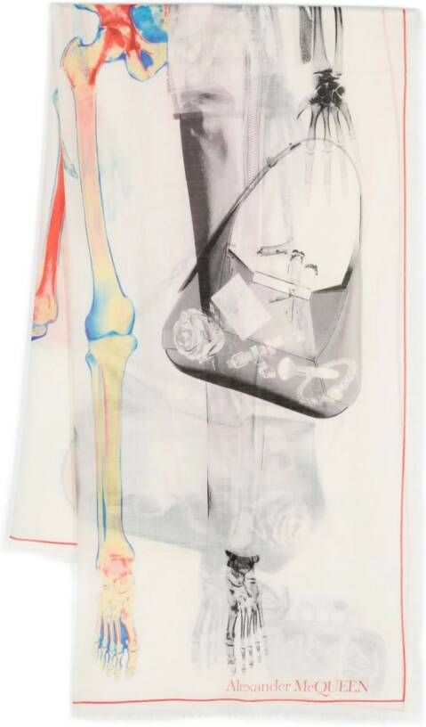 Alexander McQueen Wollen sjaal met print Wit