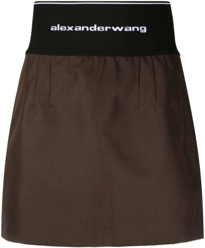 Alexander Wang A-lijn rok met logoband Bruin