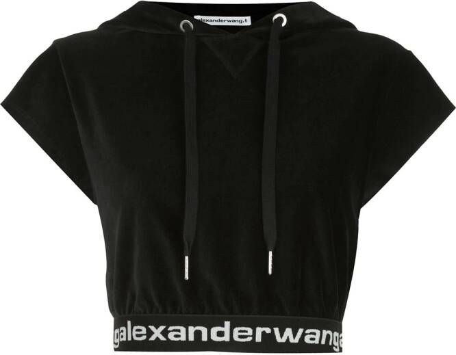 Alexander Wang Cropped hoodie Zwart