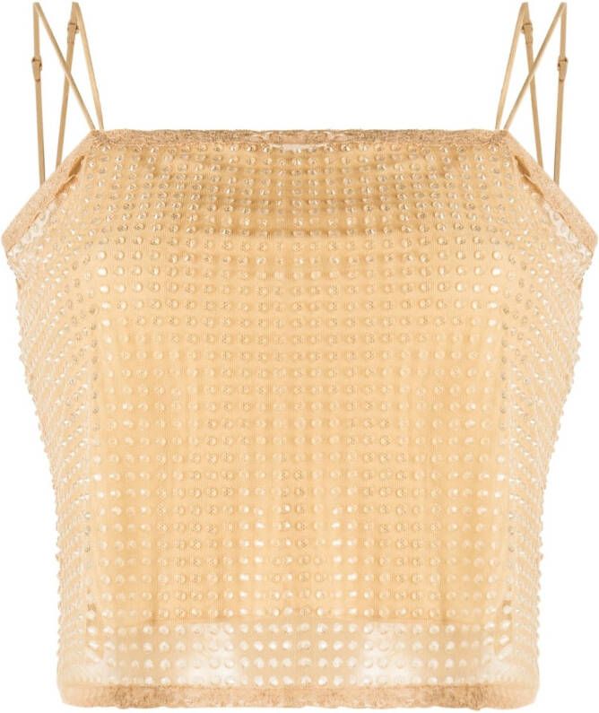 Alexander Wang Top verfraaid met kristallen Beige