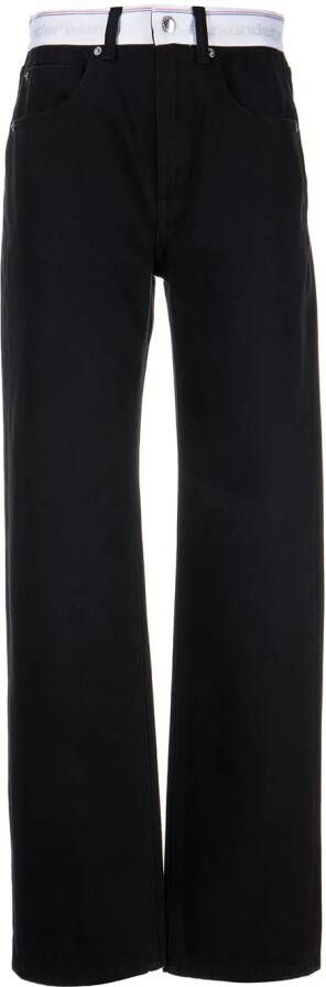 Alexander Wang Jeans met contrasterende tailleband Zwart
