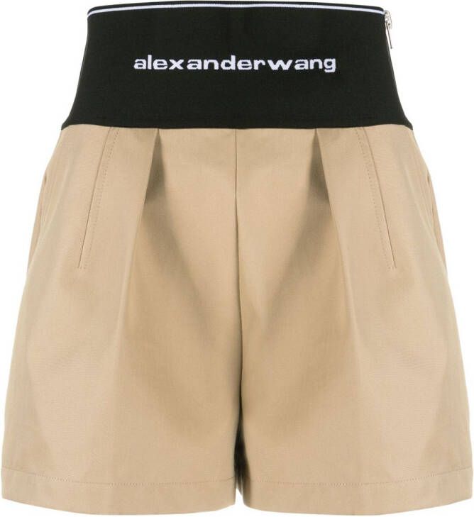 Alexander Wang Shorts met logo taille Beige