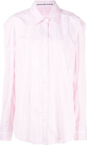 Alexander Wang oversize vertical-stripe shirt Roze