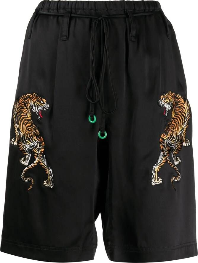 Alexander Wang Pyjamashorts met geborduurde tijger Zwart