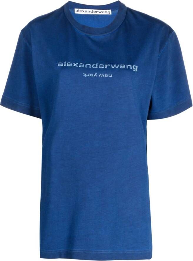 Alexander Wang T-shirt met logo-reliëf Blauw