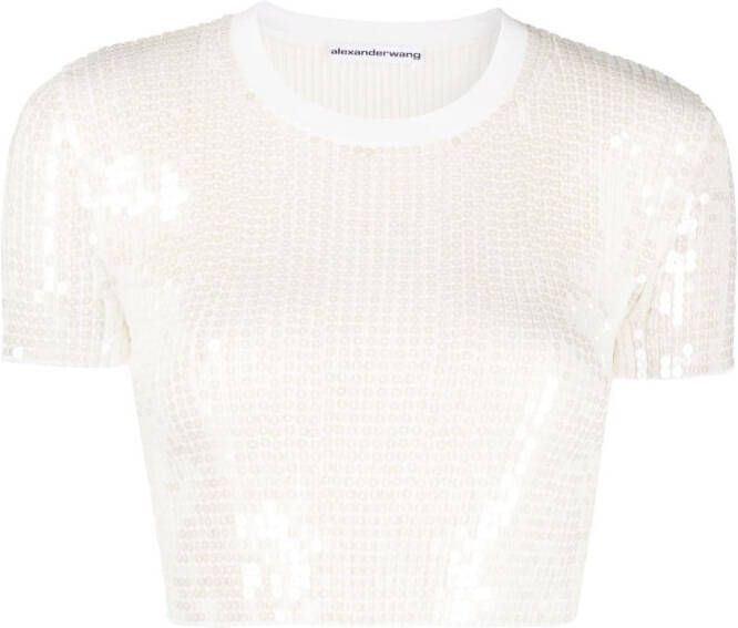 Alexander Wang T-shirt verfraaid met pailletten Wit
