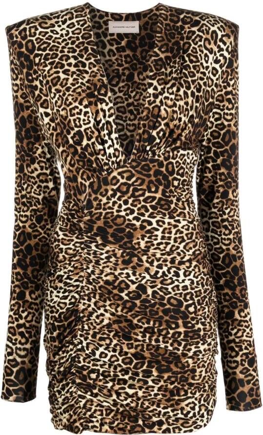 Alexandre Vauthier Mini-jurk met luipaardprint Bruin
