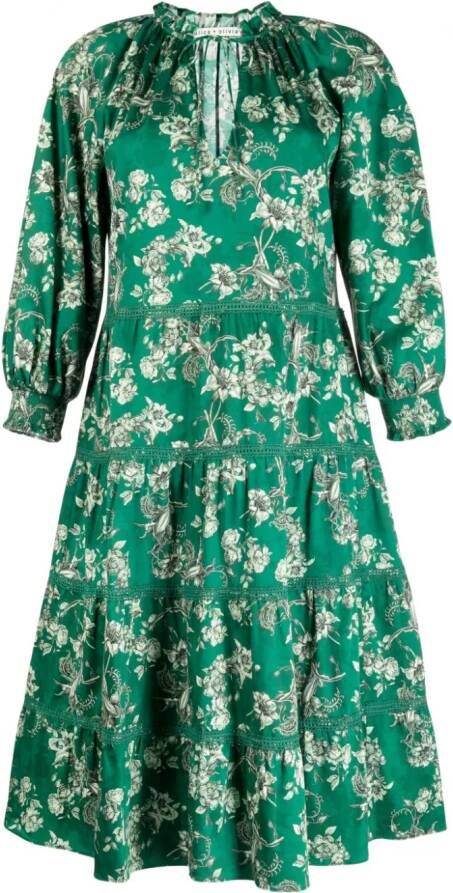 Alice + olivia Midi-jurk met bloemenprint Groen