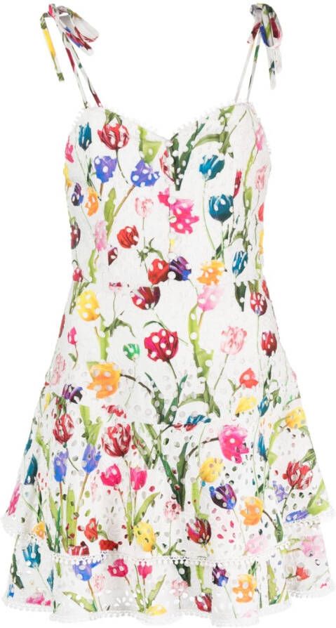 Alice + olivia Mini-jurk met bloemenprint Wit