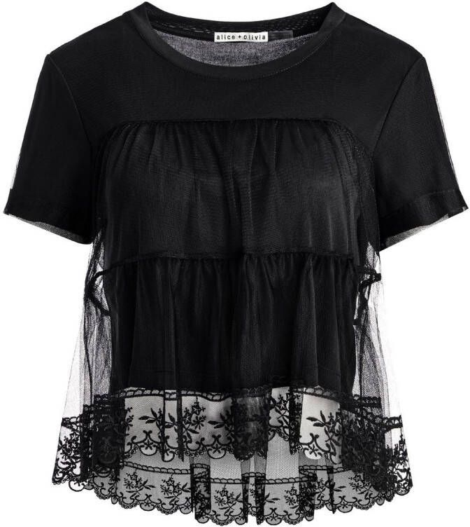 Alice + olivia T-shirt met print Zwart