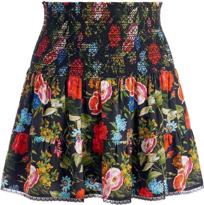 Alice + olivia Mini-rok met bloemenprint Zwart
