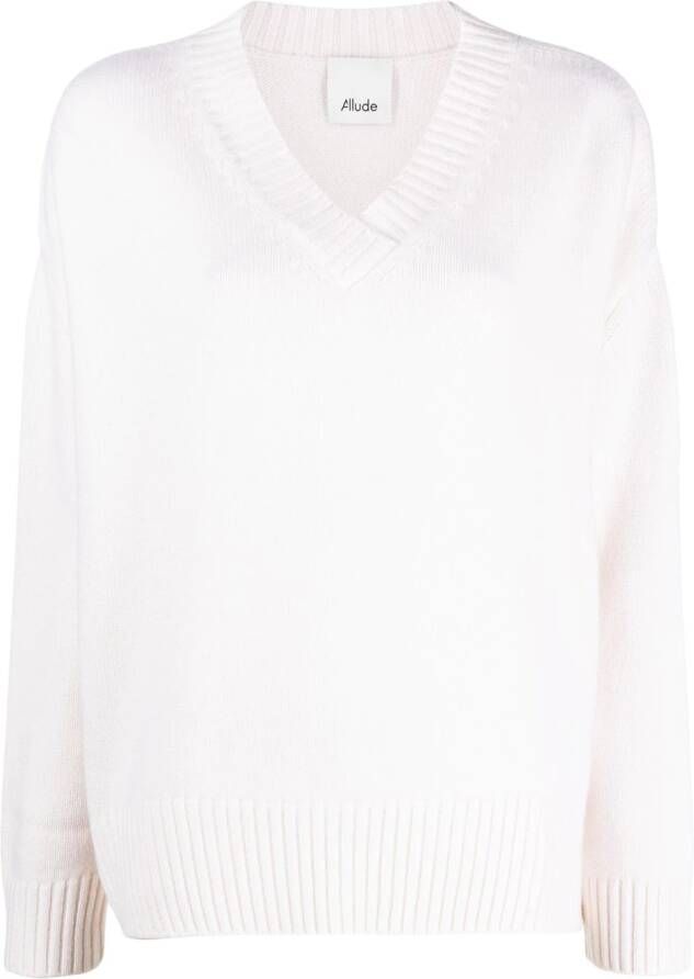 Allude Trui met V-hals Beige