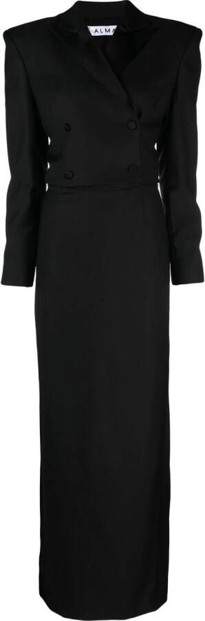 Almaz Maxi-jurk met dubbele rij knopen Zwart
