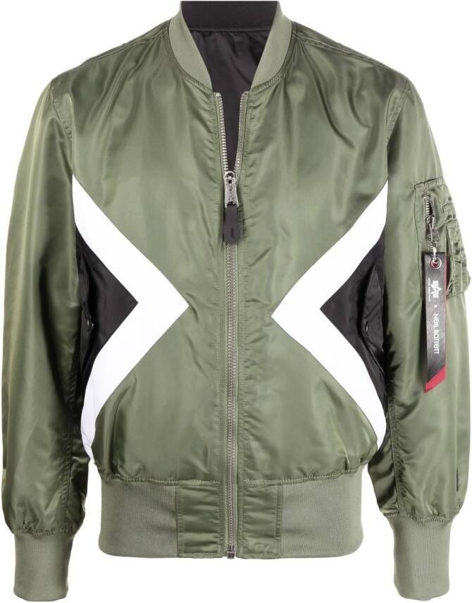 Alpha Industries Bomberjack met contrast vlakken Groen