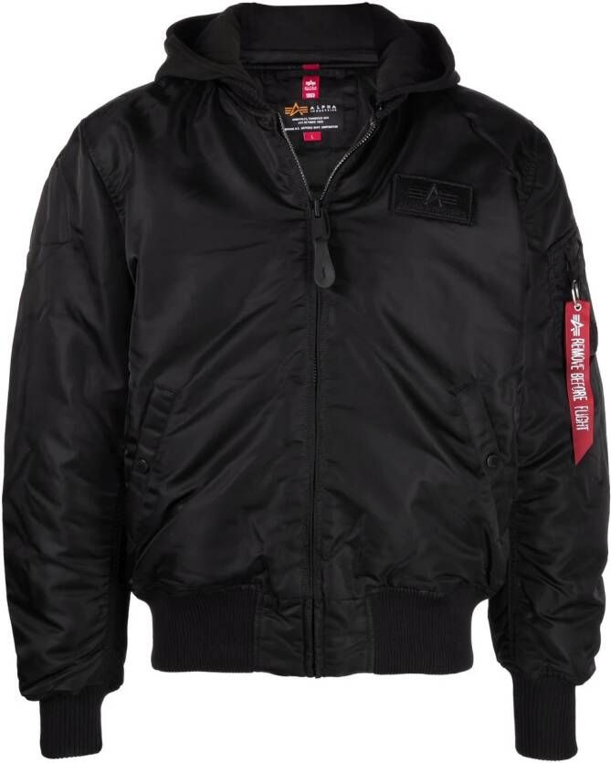 Alpha Industries Bomberjack met logo Zwart