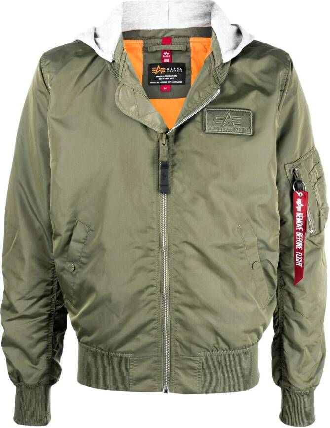 Alpha Industries Bomberjack met logoprint Groen
