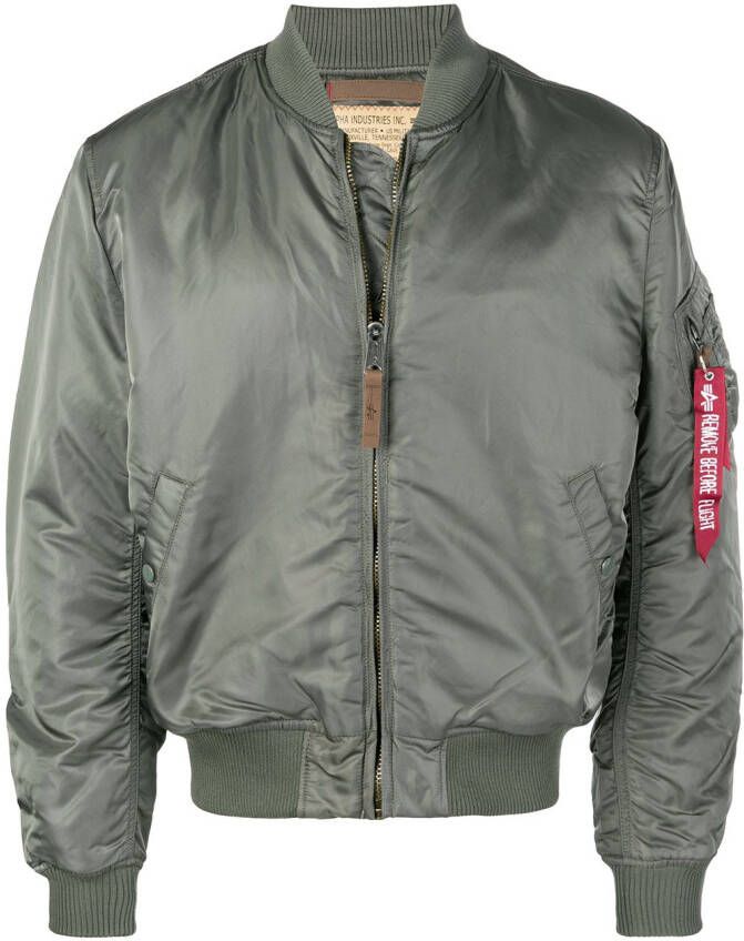 Alpha Industries bomberjack met rits Groen