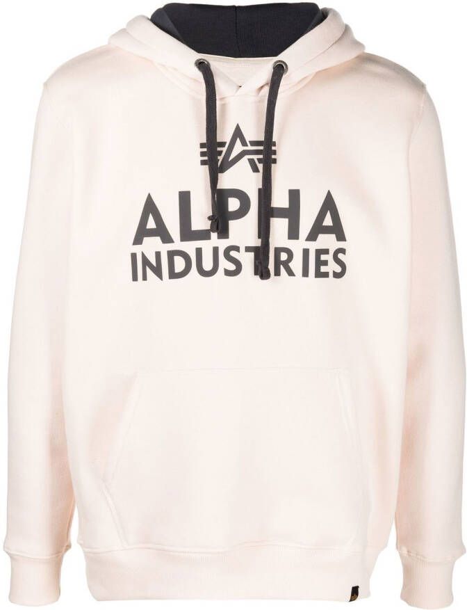 Alpha Industries Hoodie met logoprint Beige