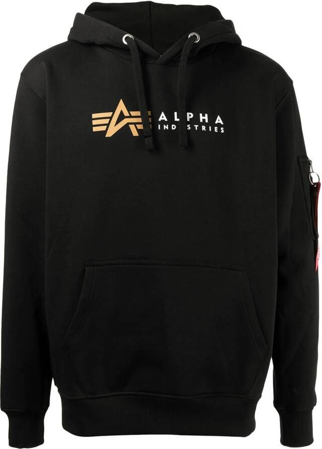 Alpha Industries Hoodie met logoprint Zwart