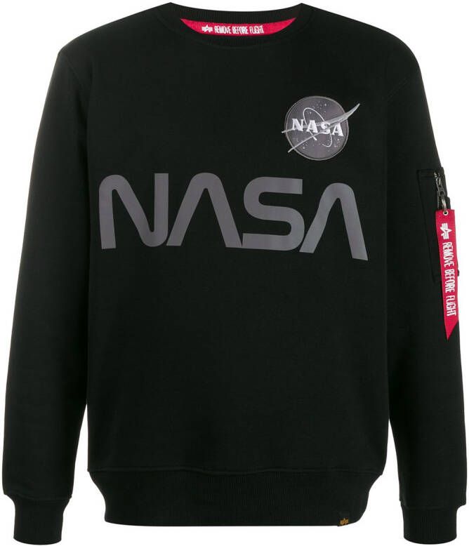 Alpha Industries Sweater met NASA-print Zwart
