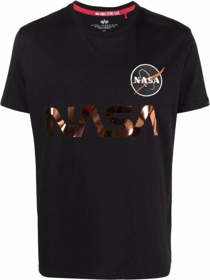 Alpha Industries T-shirt met NASA patch Zwart